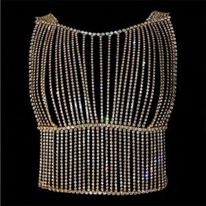 Rhinestone Body Chain crop top